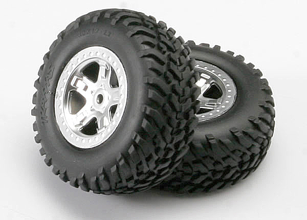 TraxxasTires & wheels, assembled, glued (SCT Satin Chrome, beadl