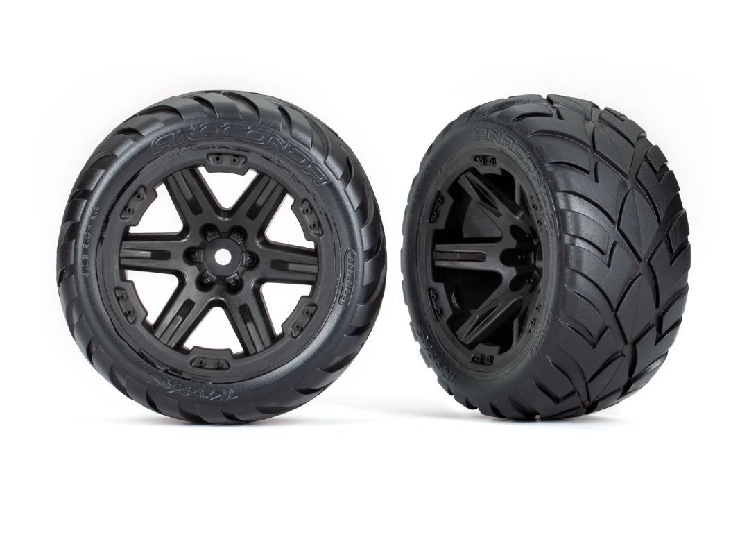 Traxxas Tires & wheels 2.8\" RXT Blk Whls Anaconda Tires 2WD Frt