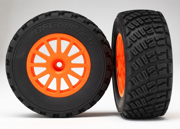 Traxxas Tires & wheels, assembled, glued (Orange wheels, BFGoodr