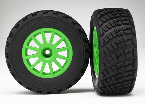 Traxxas Tires & wheels, assembled, glued (Green wheels, BFGoodri