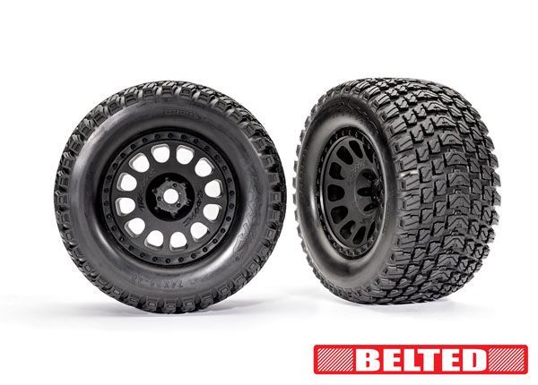 Traxxas Premount XRT Black Wheels with Gravix Belted Tires