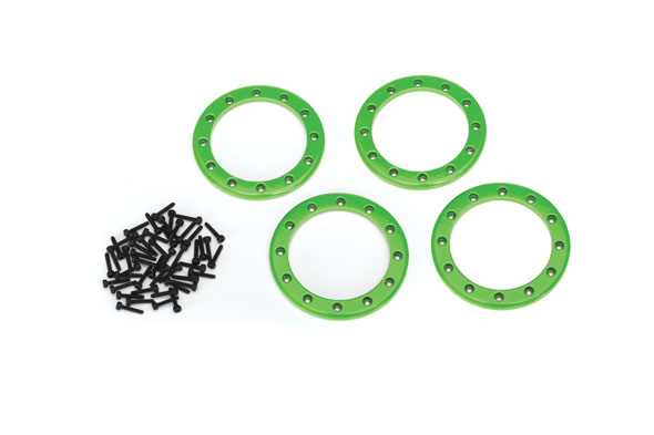 Traxxas Beadlock rings, green (2.2\') (aluminum) (4)/ 2x10 CS (4