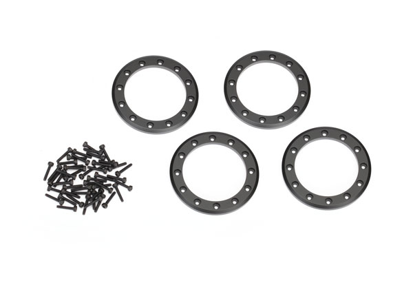 Traxxas Beadlock rings, black (2.2\') (aluminum) (4)/ 2x10 CS (4