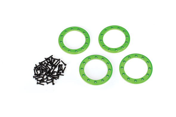 Traxxas Beadlock rings, Green (1.9\') (aluminum) (4)/ 2x10 CS (4