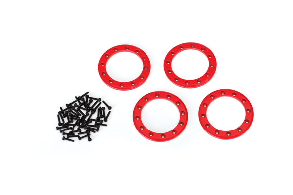 Traxxas Beadlock rings, Red (1.9\') (aluminum) (4)/ 2x10 CS (48)