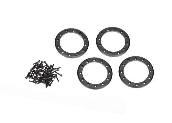 Traxxas Beadlock rings, Black (1.9\') (aluminum) (4)/ 2x10 CS (4