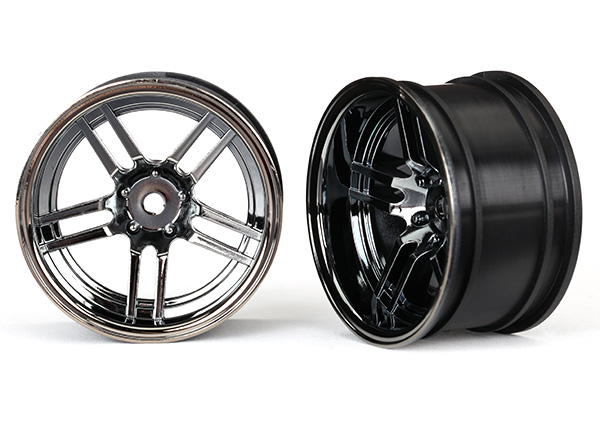 Traxxas Wheels, 1.9\' split-spoke (black chrome) (wide, rear) (2