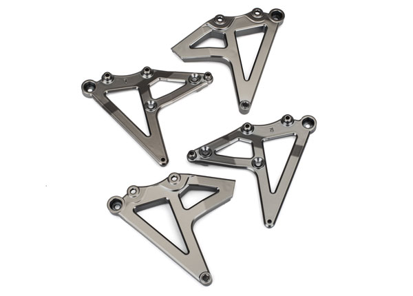 Traxxas Shock mounts, rear (left & right) (satin black chrome-pl