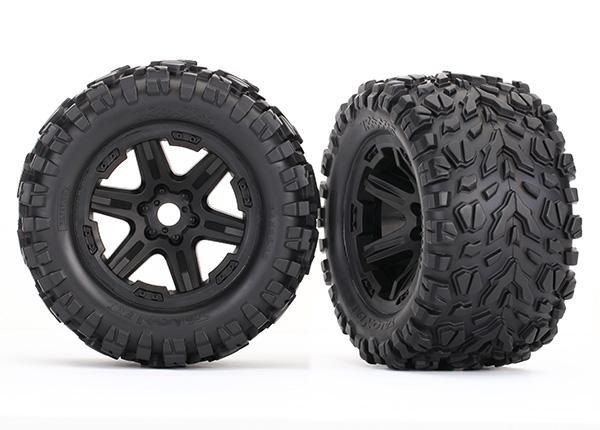 Traxxas Tires & wheels, assembled, glued (black Carbide wheels,