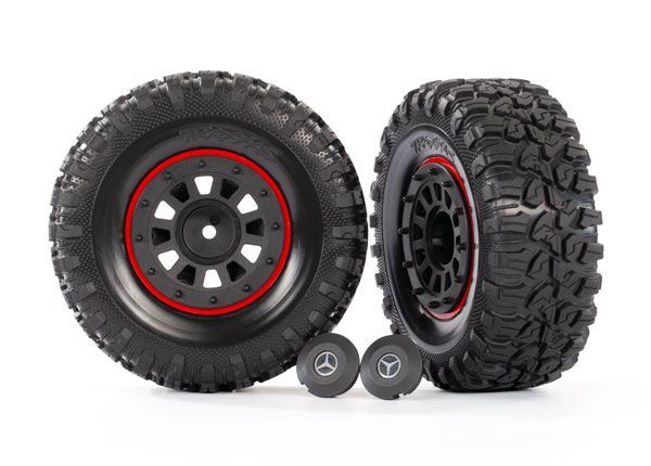 Traxxas Tires and wheels, assembled, glued (2.2\" black wheels,
