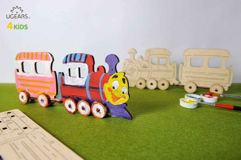 UGears Locomotive 3D-puzzle Coloring Model - 15 pieces - Click Image to Close