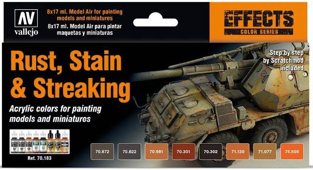 Vallejo Rust Stain and Streaking Setr of 8 Paints