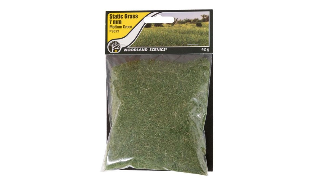 STATIC GRASS MEDIUM GREEN 7MM